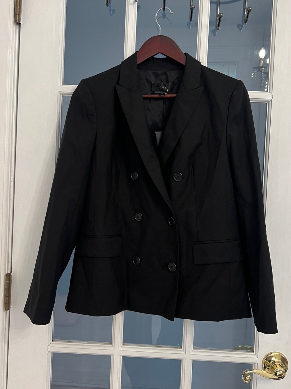 J. CREW Women’s Super 120s Black Double Breasted 100% Wool Blazer Jacket Size 10